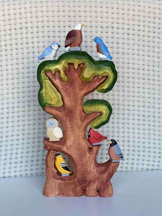PoppyBabyCo Wooden Bird Tree Toy