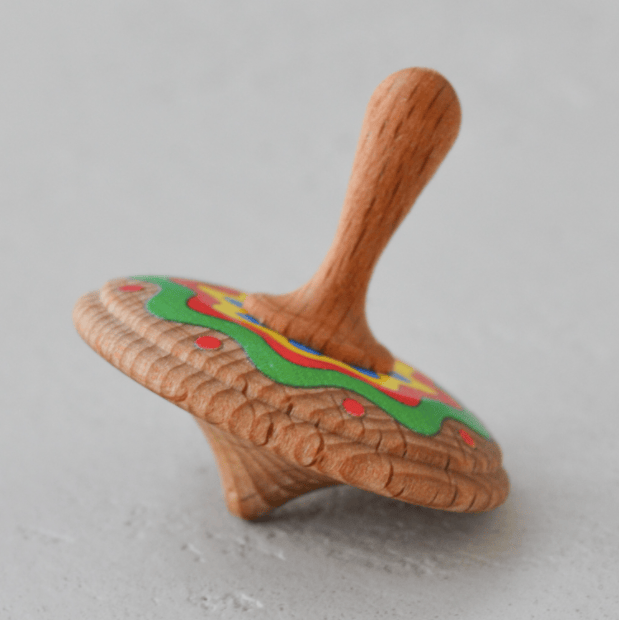 PoppyBabyCo Wooden Spinning Top Toy painted