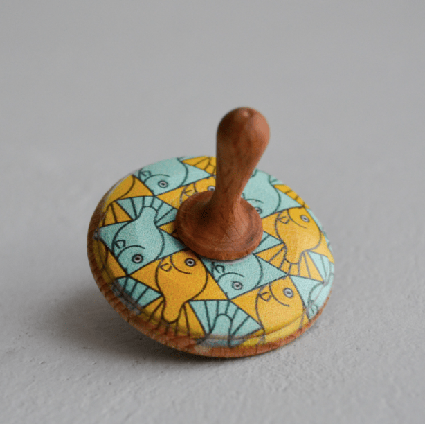 PoppyBabyCo Wooden Spinning Top Toy painted