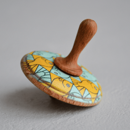 PoppyBabyCo Wooden Spinning Top Toy painted