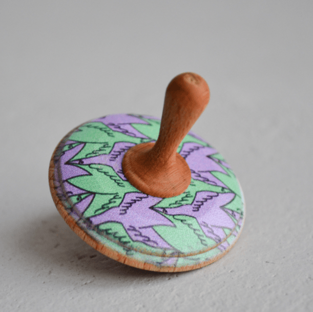 PoppyBabyCo Wooden Spinning Top Toy painted