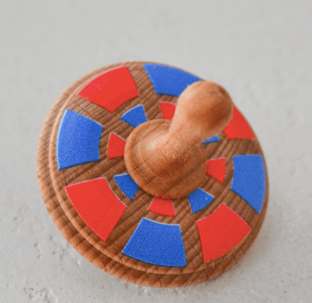 PoppyBabyCo Wooden Spinning Top Toy painted