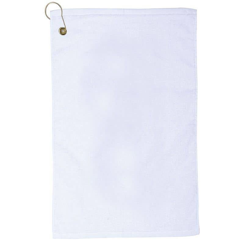 Pro Towels White Medium Jewel Terry Velour Golf Towel w/ Brass Grommet & Hook TRU24CG WHITE