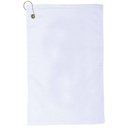 Pro Towels White Medium Jewel Terry Velour Golf Towel w/ Brass Grommet & Hook TRU24CG WHITE