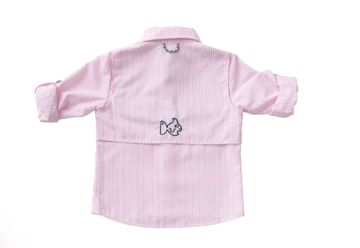 Prodoh Fishing Shirt Long Sleeve Pink & White Stripe