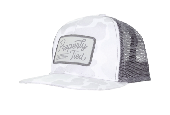 properly tied Polar Camo Boys Sportsman Trucker hat