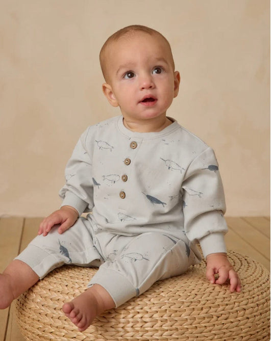 Quincy RELAXED FLEECE JUMPSUIT NARWHALS