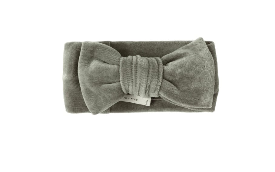 Quincy Mae VELOUR BOW HEADBAND  FOREST
