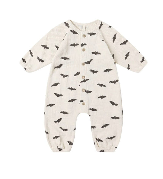 Quincy Mae WAFFLE LONG SLEEVE JUMPSUIT  BATS