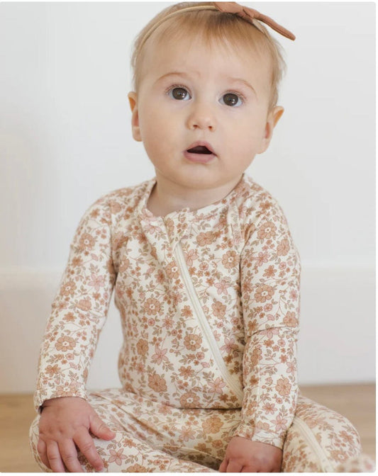 Quincy Mae Quincy Mae  Bamboo Zip Footie  Bloom