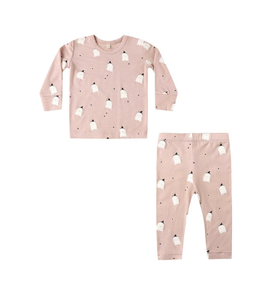 Quincy Mae BAMBOO PAJAMA SET PINK GHOSTS