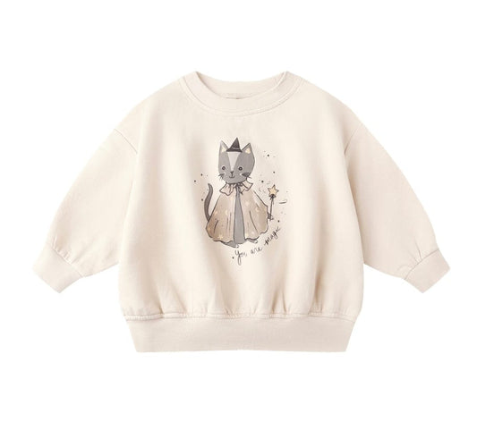 Quincy Mae RELAXED FLEECE SWEATSHIRT MAGIC CAT