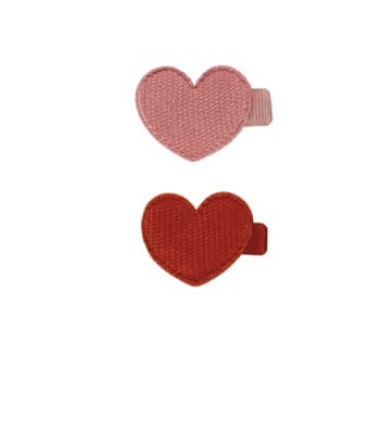 Quincy Mae HEART CLIPS, SET OF 2 RED, LIPSTICK