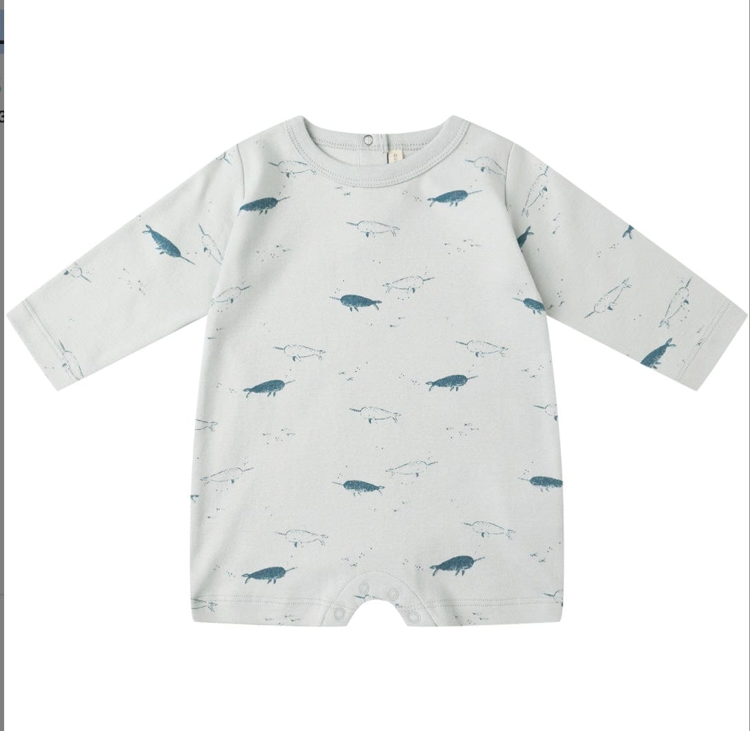 Quincy Mae LONG SLEEVE ROMPER NARWHALS
