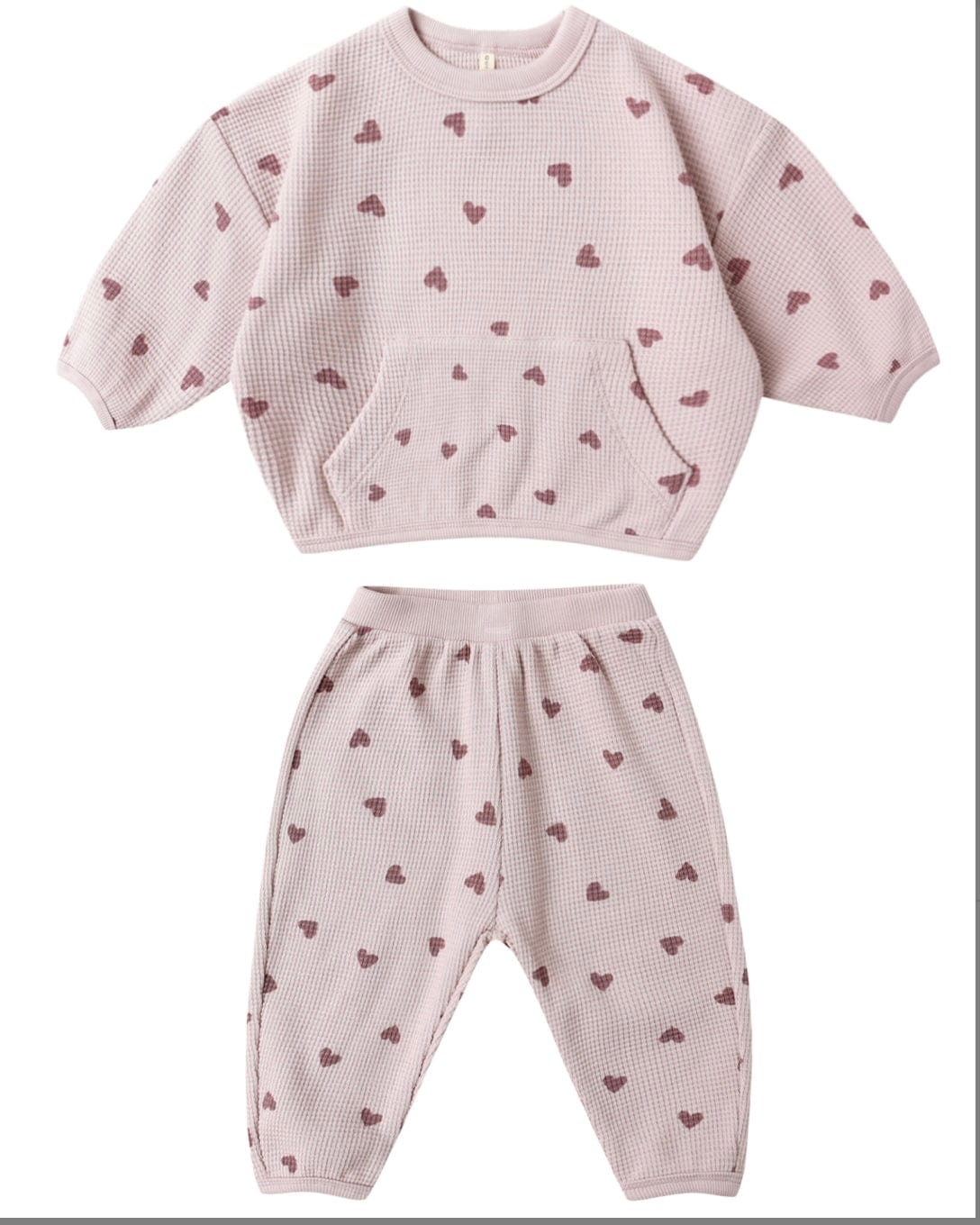 Quincy Mae WAFFLE SLOUCH SET  HEARTS