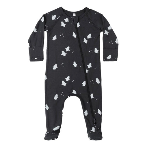 Quincy Mae BAMBOO ZIP FOOTIE  GHOSTS