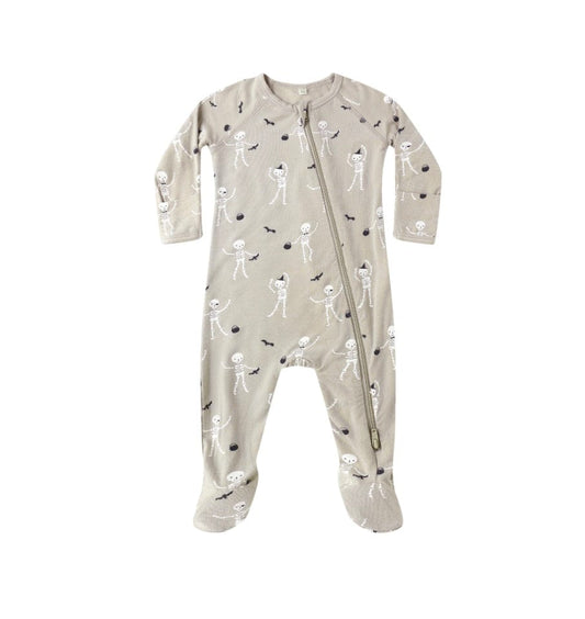Quincy Mae BAMBOO ZIP FOOTIE  SKELETONS