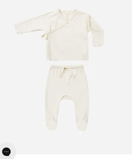 Quincy Mae Ivory / NB Wrap Top & Footed Pant Set