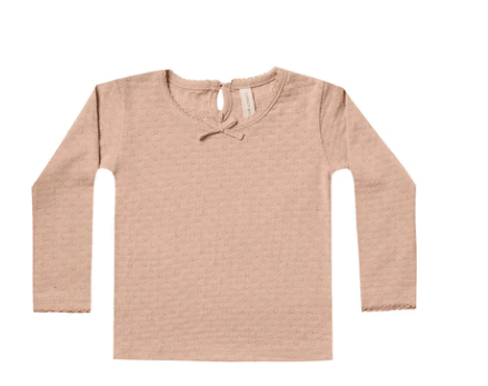 Quincy Mae Quincy Mae Pointelle Long Sleeve Tee - Blush