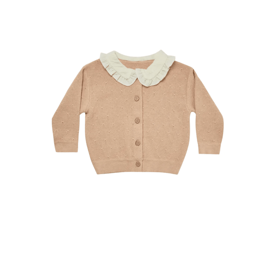 Quincy Mae Ruffle collar Cardigan Blush