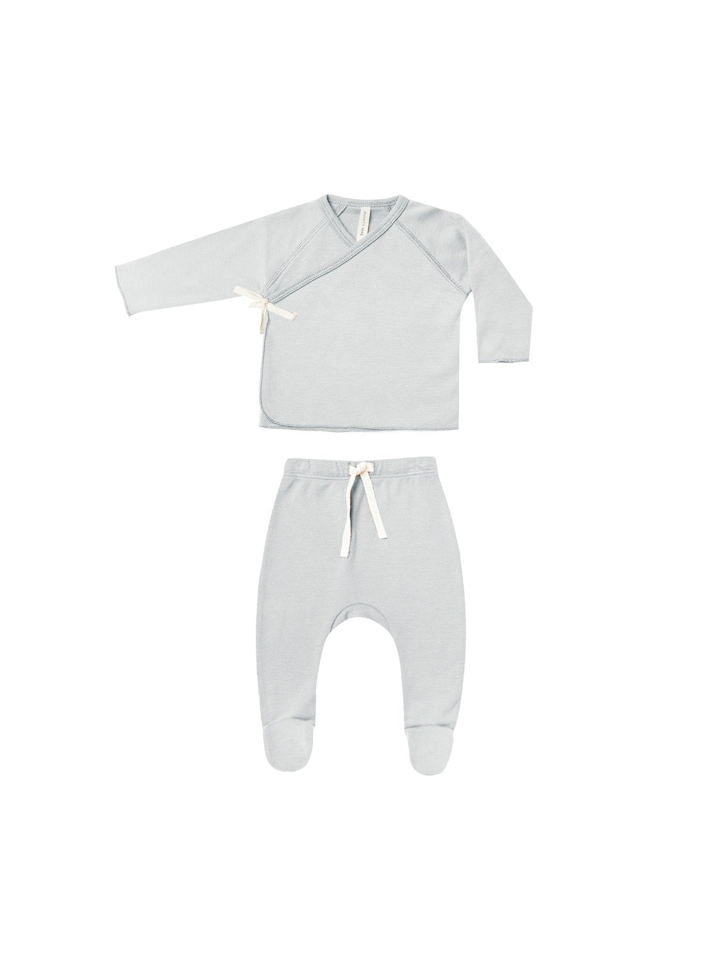 Quincy Mae WRAP TOP + FOOTED PANT SET  CLOUD