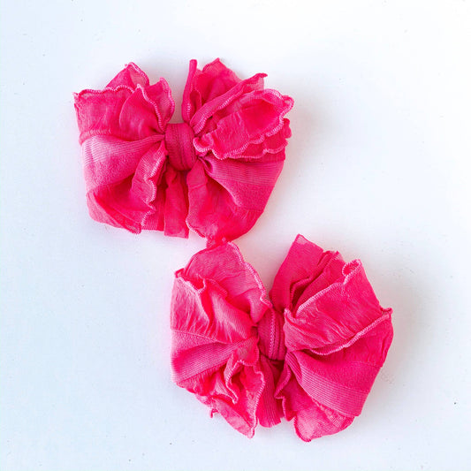 Rockin Royalty Ruffle Clip Set- Hot Pink