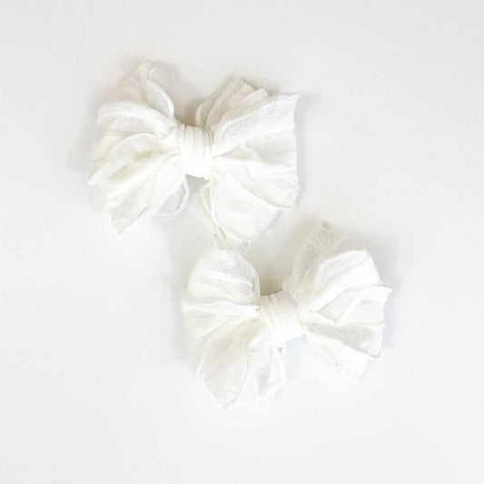 Rockin Royalty Ruffle Clip Set- Off White