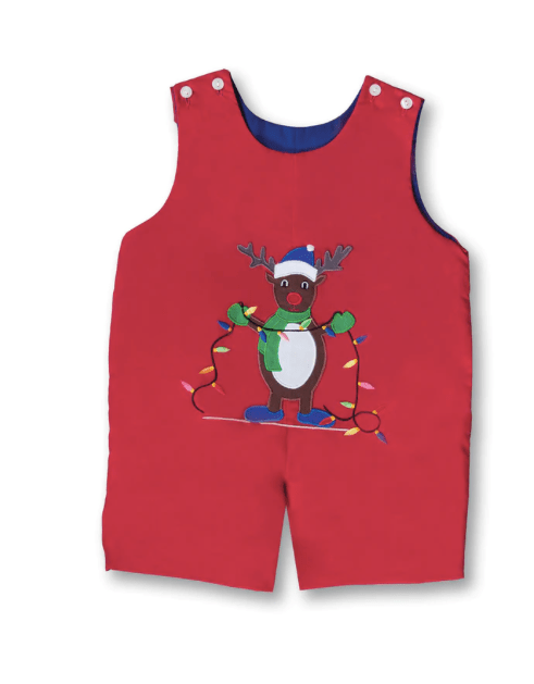 Rosalina Baby 12M Rudolph Holiday Lights Red Reversible Romper