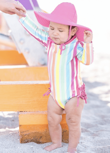 Ruffle Butts Default Rainbow Dream Stripe One Piece Rash Guard 0-3 Months