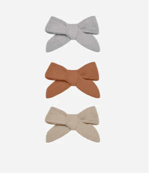 Rylee & Cru AW23 BOW W. CLIP, SET OF 3  PERIWINKLE, CLAY, OAT