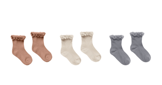 Rylee & Cru AW23 Rylee & Cru AW23 LACE TRIM SOCKS SPICE / NATURAL / DUSTY BLUE