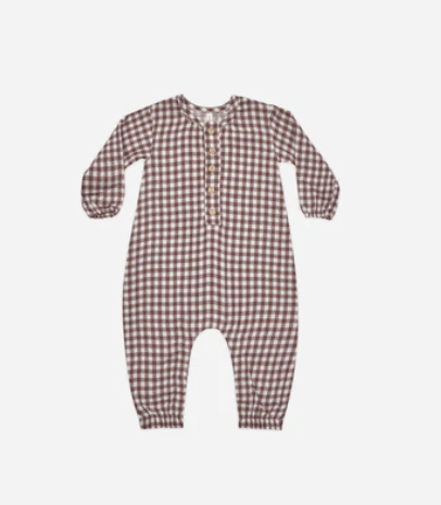 Rylee & Cru AW23 WOVEN JUMPSUIT PLUM GINGHAM