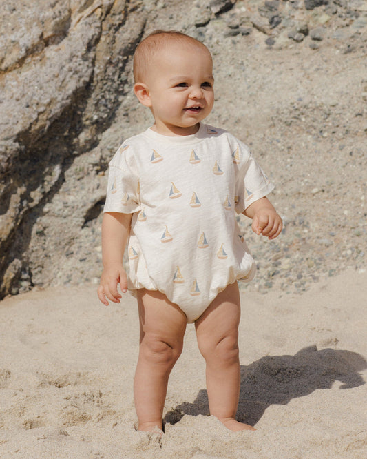 Rylee & Cru RELAXED BUBBLE ROMPER SAILBOATS