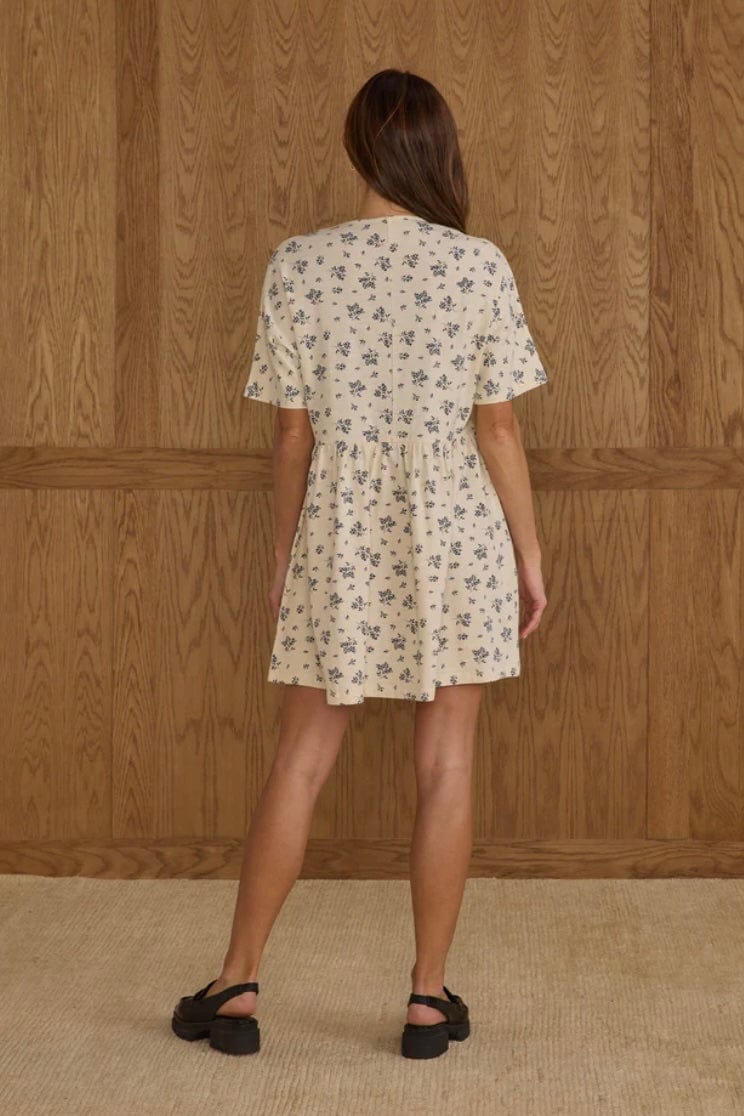 Rylee & Cru Rylee & Cru  Button Jersey Mini Dress  Blue Floral