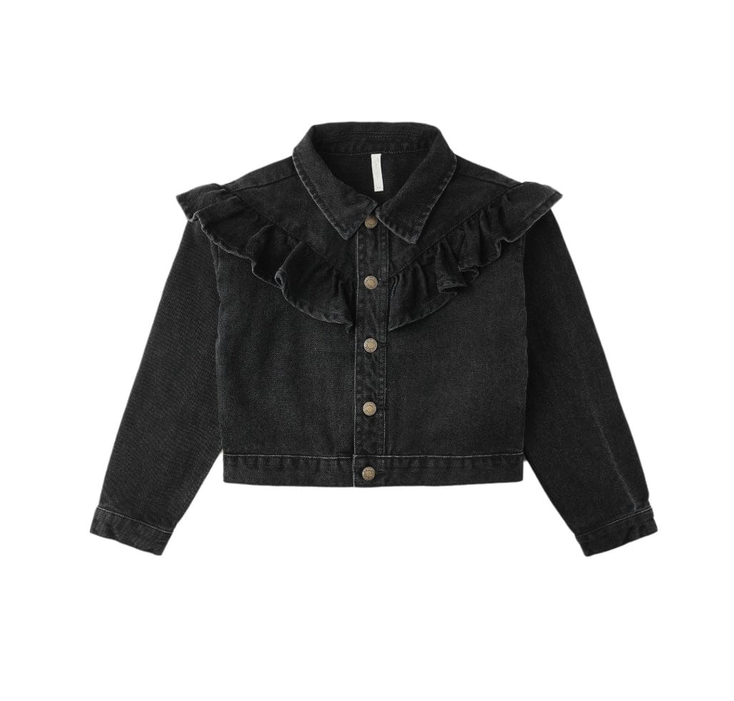 Rylee & Cru RUFFLE DENIM JACKET  WASHED BLACK