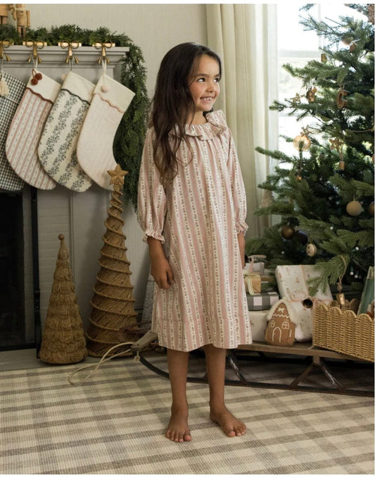 Rylee & Cru GIRL'S NIGHTGOWN CANDY CANE STRIPE