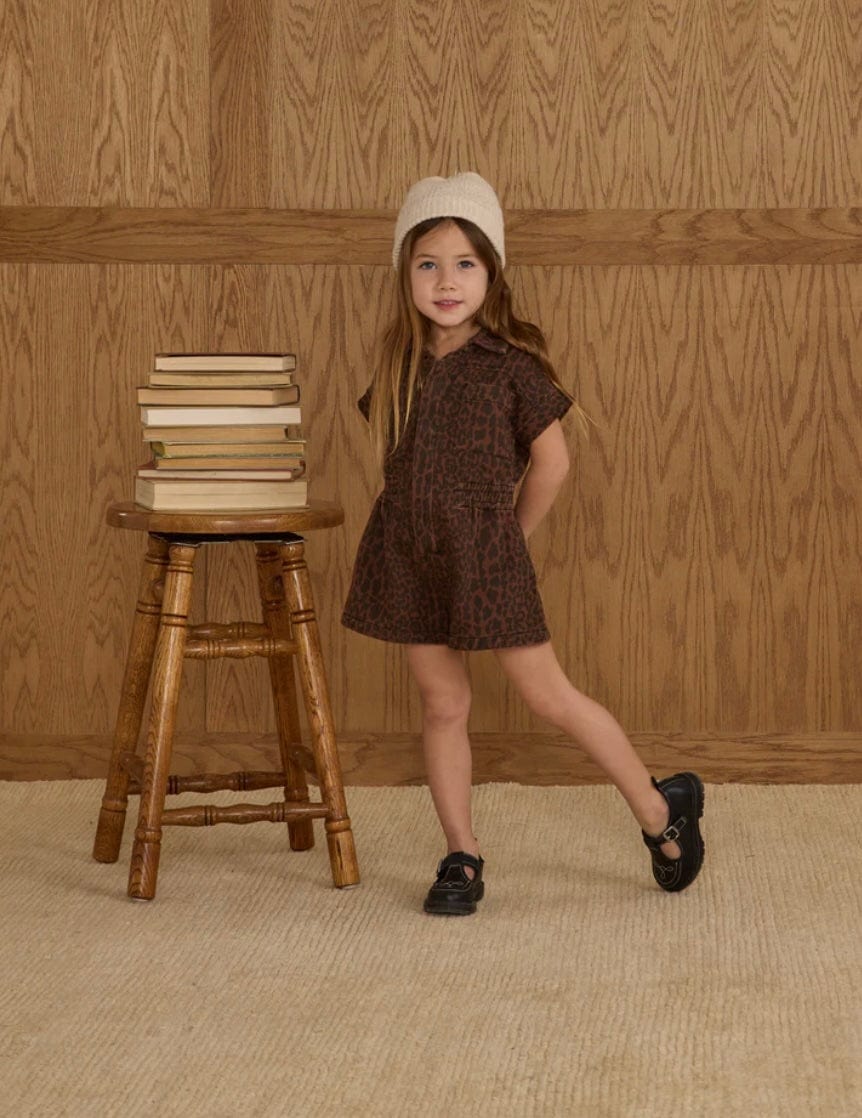 Rylee & Cru Utility Romper  Leopard
