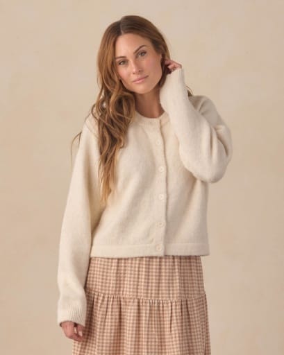 RYLEE + CRU LLC L Women's Fuzzy Cardigan Natural