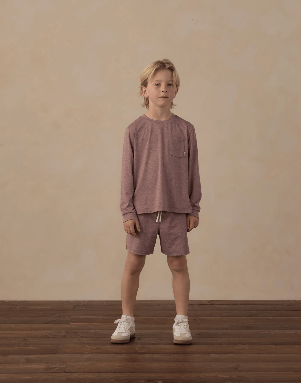 RYLEE + CRU LLC Oceanside Tech Short Heathered Mulberry