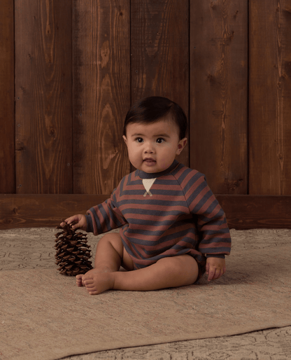 RYLEE + CRU LLC Crew Neck Romper Mulberry Stripe