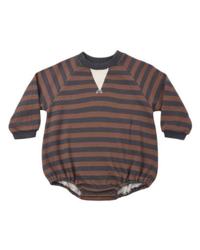 RYLEE + CRU LLC Rylee + Cru Llc Boys Boys-bubbles/rompers/sets Crew Neck Romper Mulberry Stripe