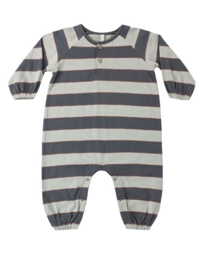 RYLEE + CRU LLC Rylee + Cru Llc Boys Boys-bubbles/rompers/sets Henley Jumpsuit Sage Stripe