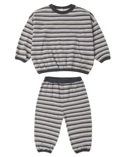 RYLEE + CRU LLC Rylee + Cru Llc Boys Boys-bubbles/rompers/sets Relaxed Set Blue Stripe