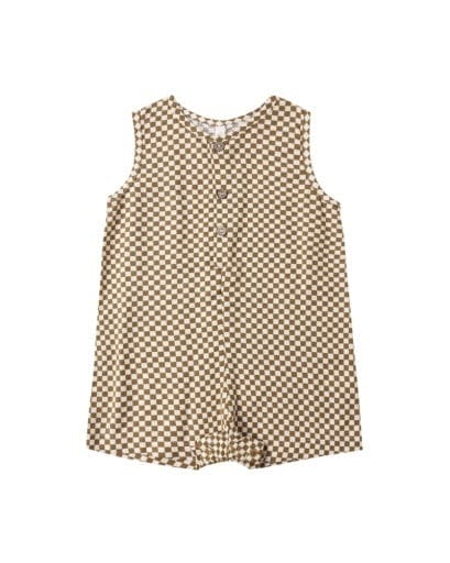 RYLEE + CRU LLC Rylee + Cru Llc Boys Boys-bubbles Mavrick Romper Ocre Check