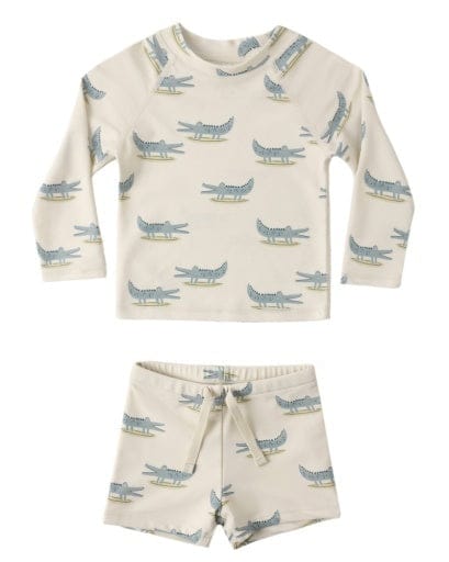 RYLEE + CRU LLC Rylee + Cru Llc Boys Boys-swim Boys Rashguard Set Alligators
