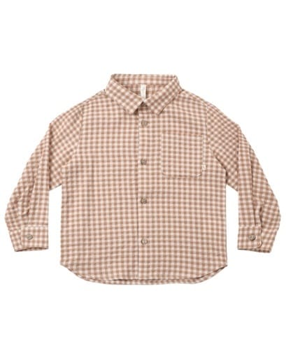 RYLEE + CRU LLC Rylee + Cru Llc Boys Boys-tops Collared Long Sleeve Shirt Fawn Gingham