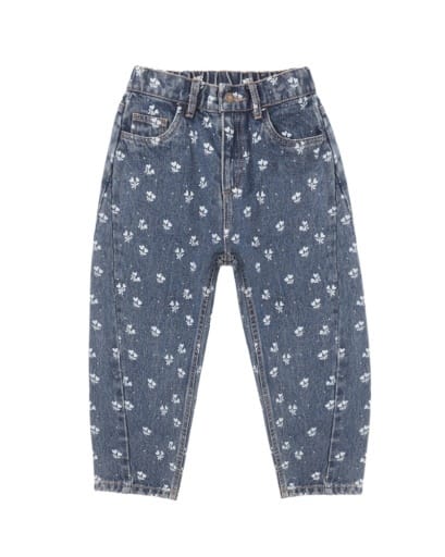 RYLEE + CRU LLC 6-7Y Barrel Pant Heart Ditsy
