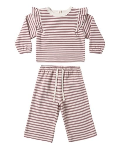 RYLEE + CRU LLC Ruffle Cozy Set Mulberry Stripe