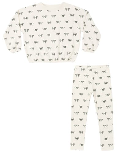 RYLEE + CRU LLC Rylee + Cru Llc Girls Girls-dresses/rompers/sets Spongey Knit Set Evergreen Bows