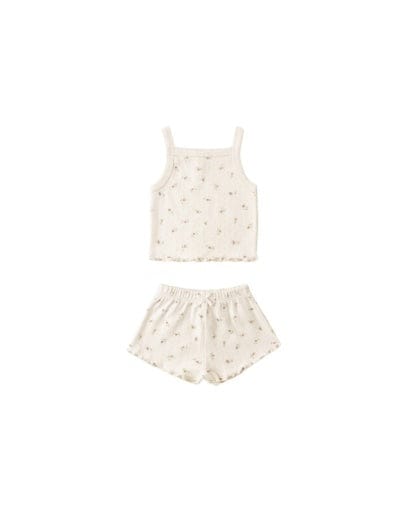 RYLEE + CRU LLC Rylee + Cru Llc Girls Girls-sets Pointelle Tank + Shortie Set Petit Fleur